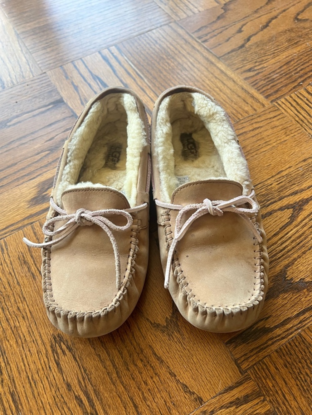 UGG Chestnut Suede Shearling Moccasin Slippers